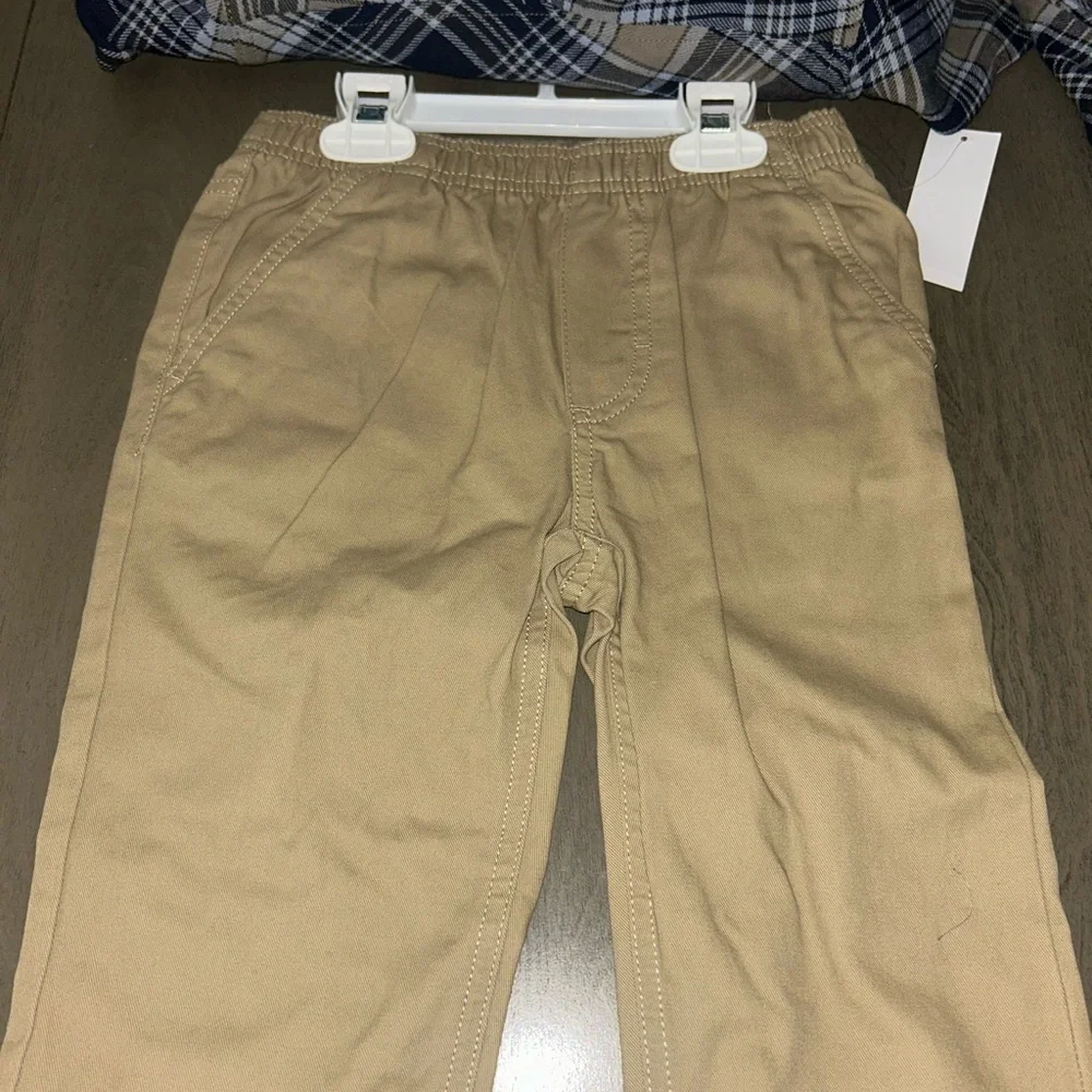 Lucky Brand Blue Plaid Shirt and khaki pants set
